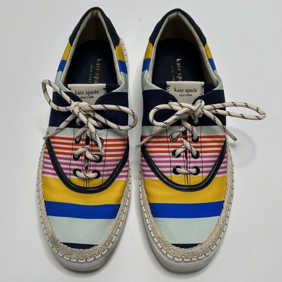 Kate Spade Boat Party Espadrille Sneakers Multicolor Stripes Womens Size 8.5 - Picture 1 of 12